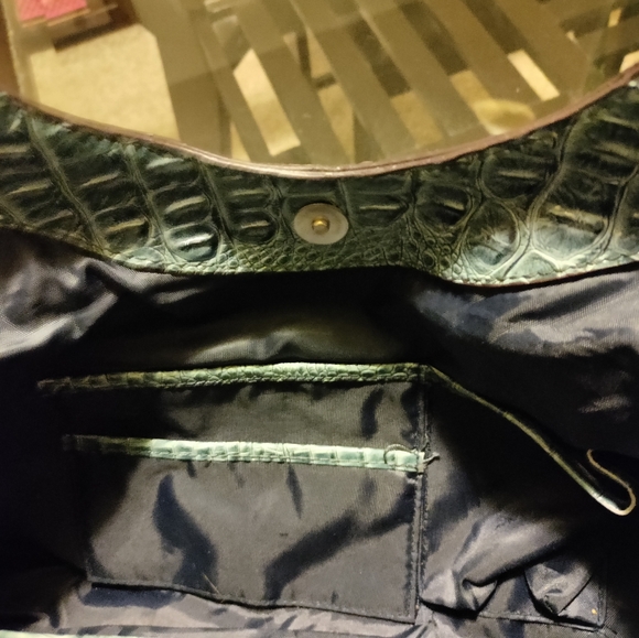 Nicole Miller Blue Crocodile Embossed Handbag - Picture 5 of 7